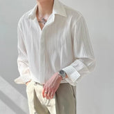 Threebooy Men's Japanese Vintage Shirts Long Sleeve Suit Collar Casual Drapped Solid Color Button-down Fashion Cardigan Tops New